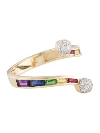 Eriness 14K Multistone Bypass Ring