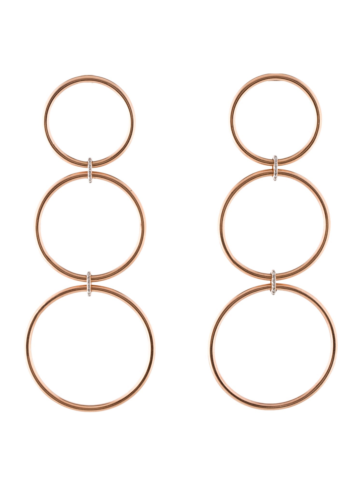 Eriness 14K Diamond Triple Loop Hoop Drop Earrings