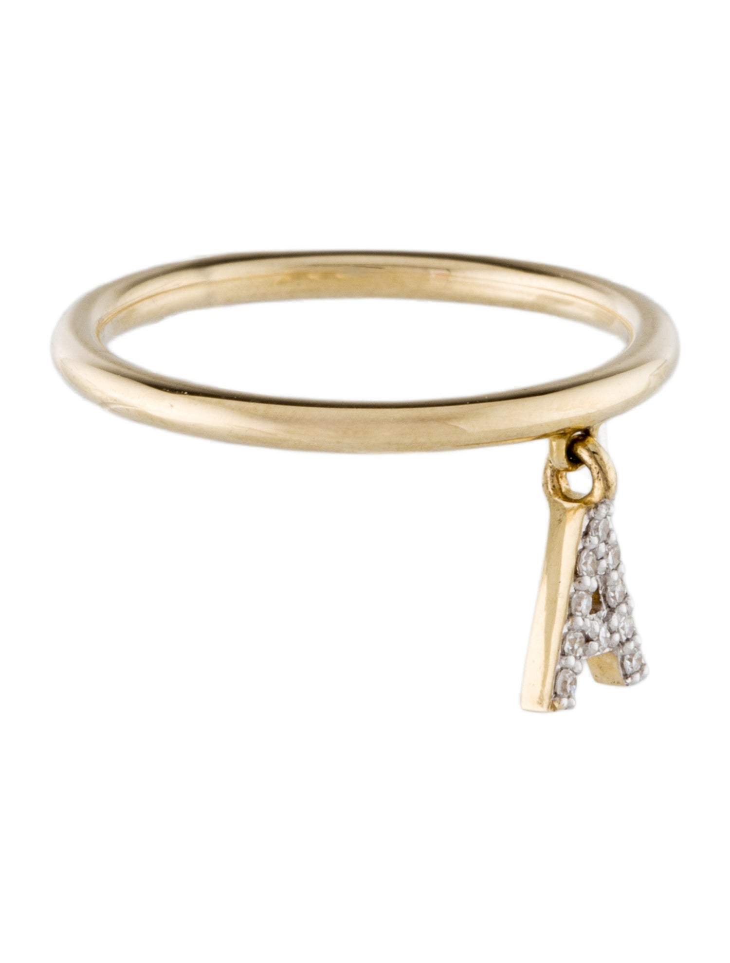 Eriness 14K Diamond Single Initial 'A' Ring