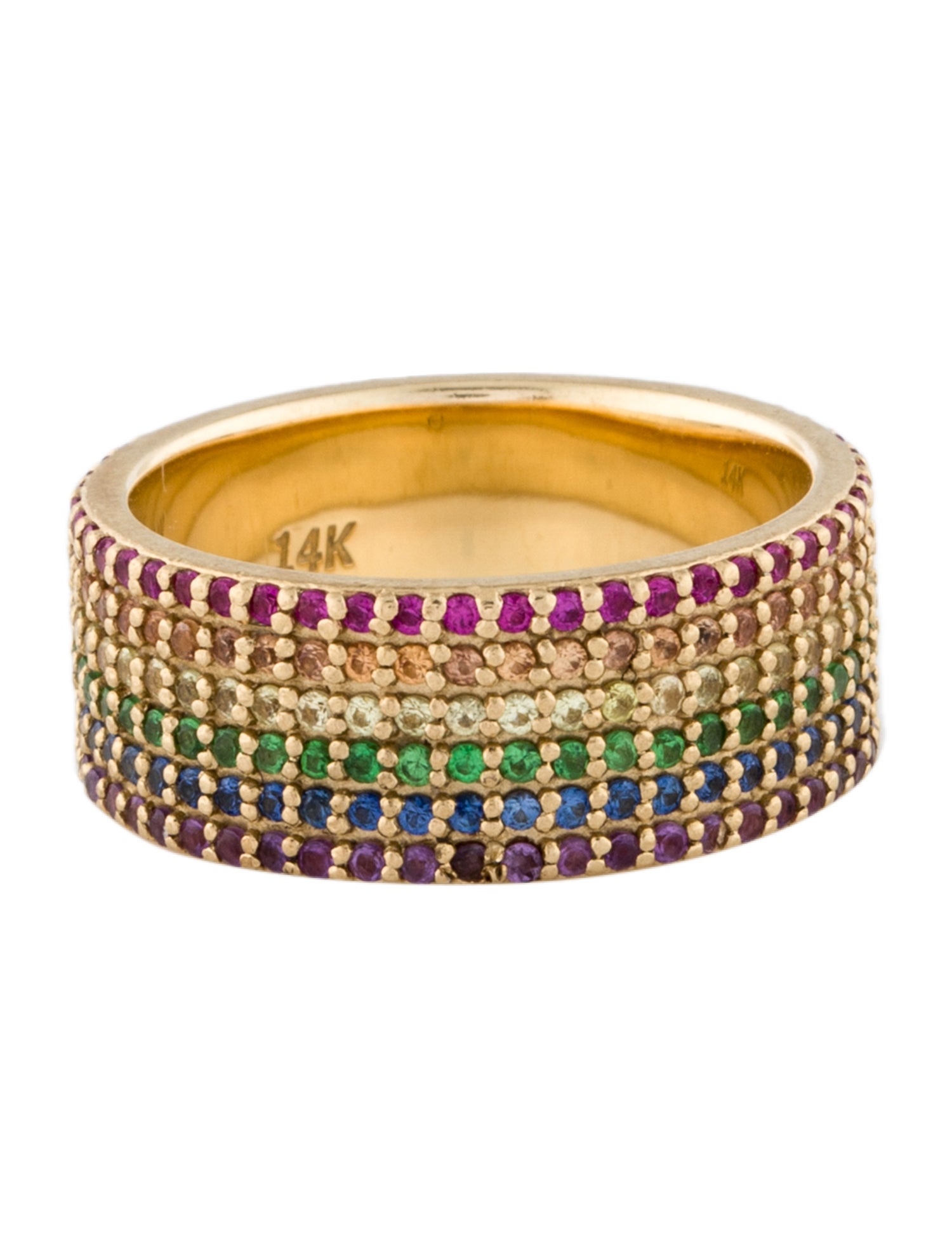 Eriness 14K 2.32ctw Sapphire, Ruby, Tsavorite Garnet & Amethyst Pavé Rainbow Band