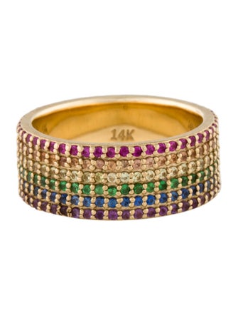 Eriness 14K 2.32ctw Sapphire, Ruby, Tsavorite Garnet & Amethyst Pavé Rainbow Band
