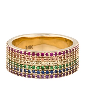 Eriness 14K 2.32ctw Sapphire, Ruby, Tsavorite Garnet & Amethyst Pavé Rainbow Band