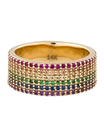 Eriness 14K 2.32ctw Sapphire, Ruby, Tsavorite Garnet & Amethyst Pavé Rainbow Band