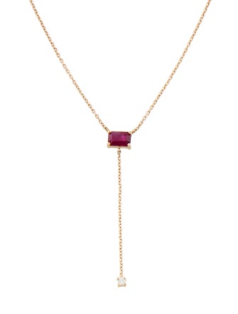 Eriness 14K Ruby & Diamond Solitaire Ruby Lariat Necklace