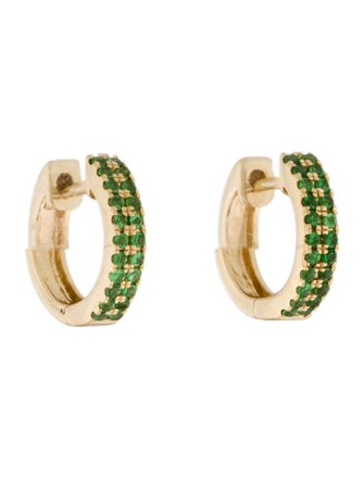 Eriness 14K Mini Tsavorite Huggie Earrings