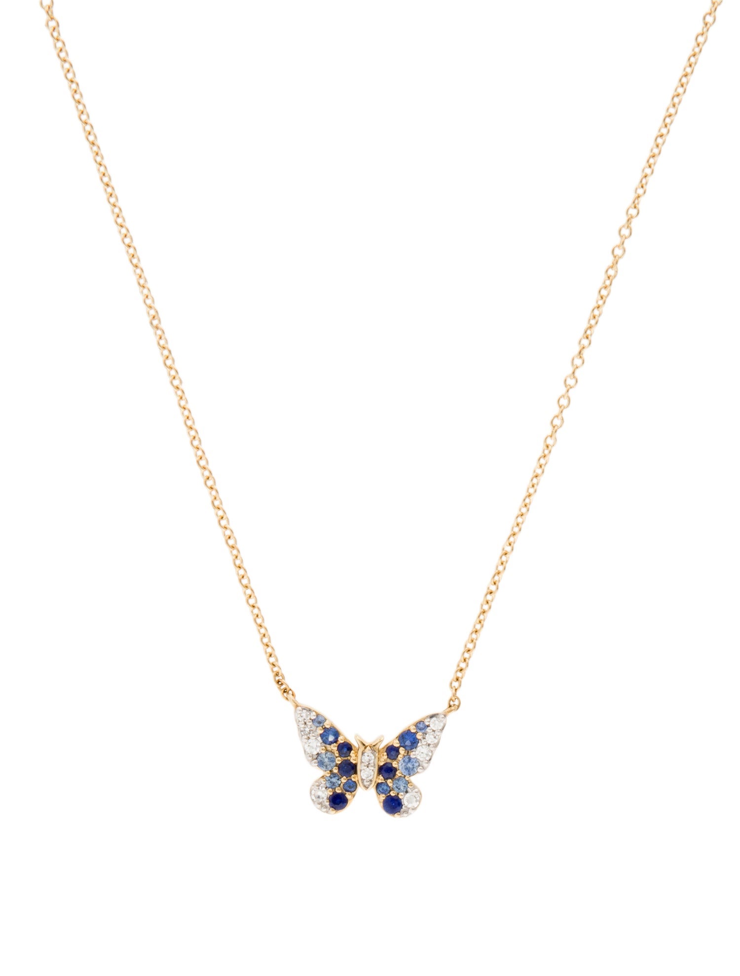 Eriness 14K Sapphire & Diamond Butterfly Pendant Necklace