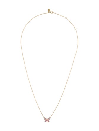 Eriness 14K Ruby, Sapphire, & Diamond Mini Ombre Butterfly Pendant Necklace