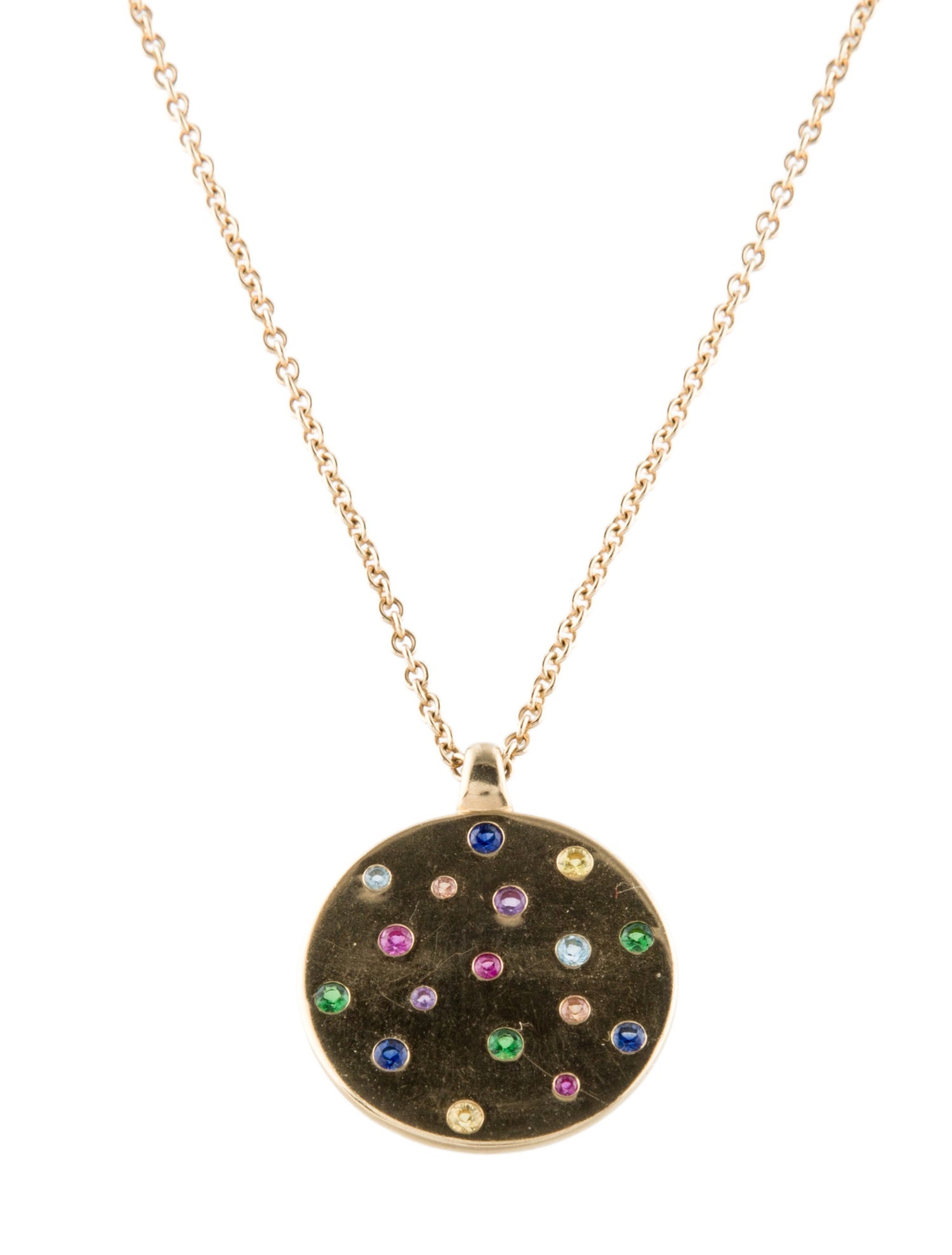 Eriness 14K Multistone Disk Pendant Necklace