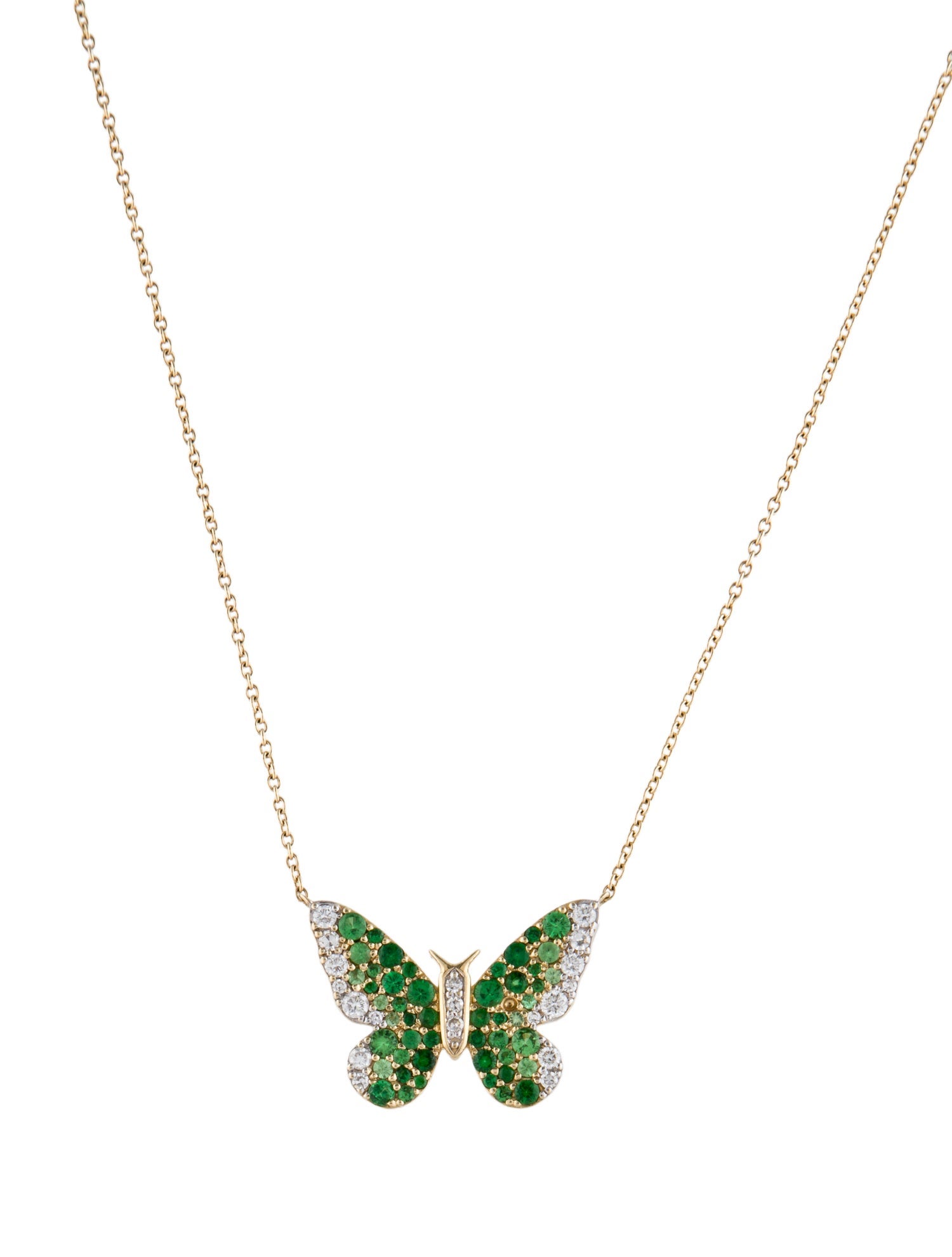 Eriness 14K Tsavorite & Diamond Ombré Butterfly Pendant Necklace