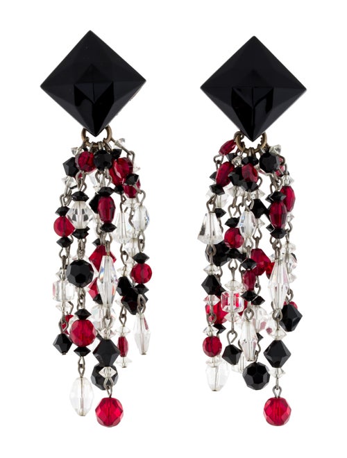 Erickson Beamon Beaded Chandelier Earrings Silver