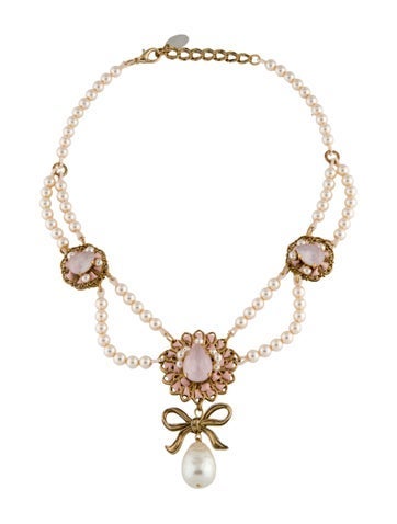 Erickson Beamon Lavalier Faux Pearl & Crystal Pendant Necklace