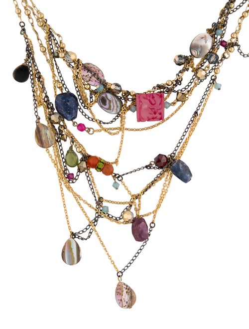 Erickson Beamon Mother Of Pearl, Multistone,Crystal & Beaded Multistrand Necklace