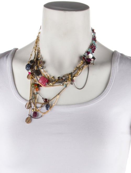 Erickson Beamon Mother Of Pearl, Multistone,Crystal & Beaded Multistrand Necklace