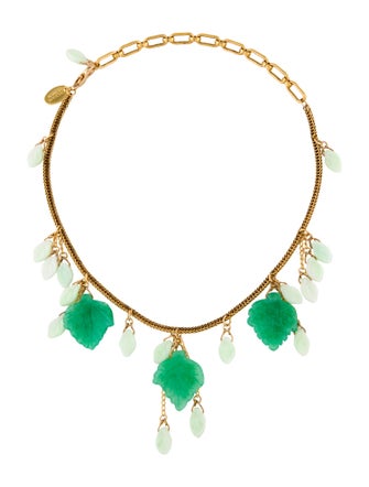 Erickson Beamon Carved Leaf Charm Necklace