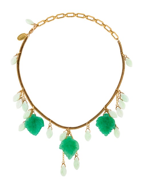 Erickson Beamon Carved Leaf Charm Necklace