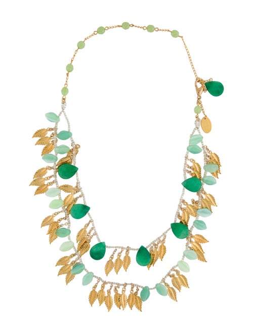 Erickson Beamon Beaded Leaves Double Strand Necklace