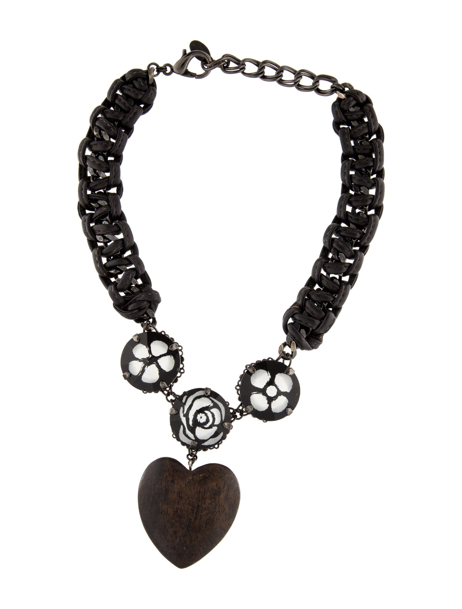 Erickson Beamon Wood Heart Pendant Necklace