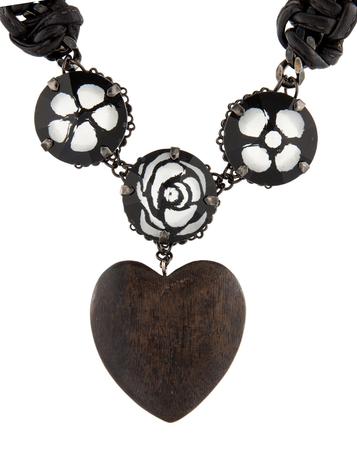 Erickson Beamon Wood Heart Pendant Necklace