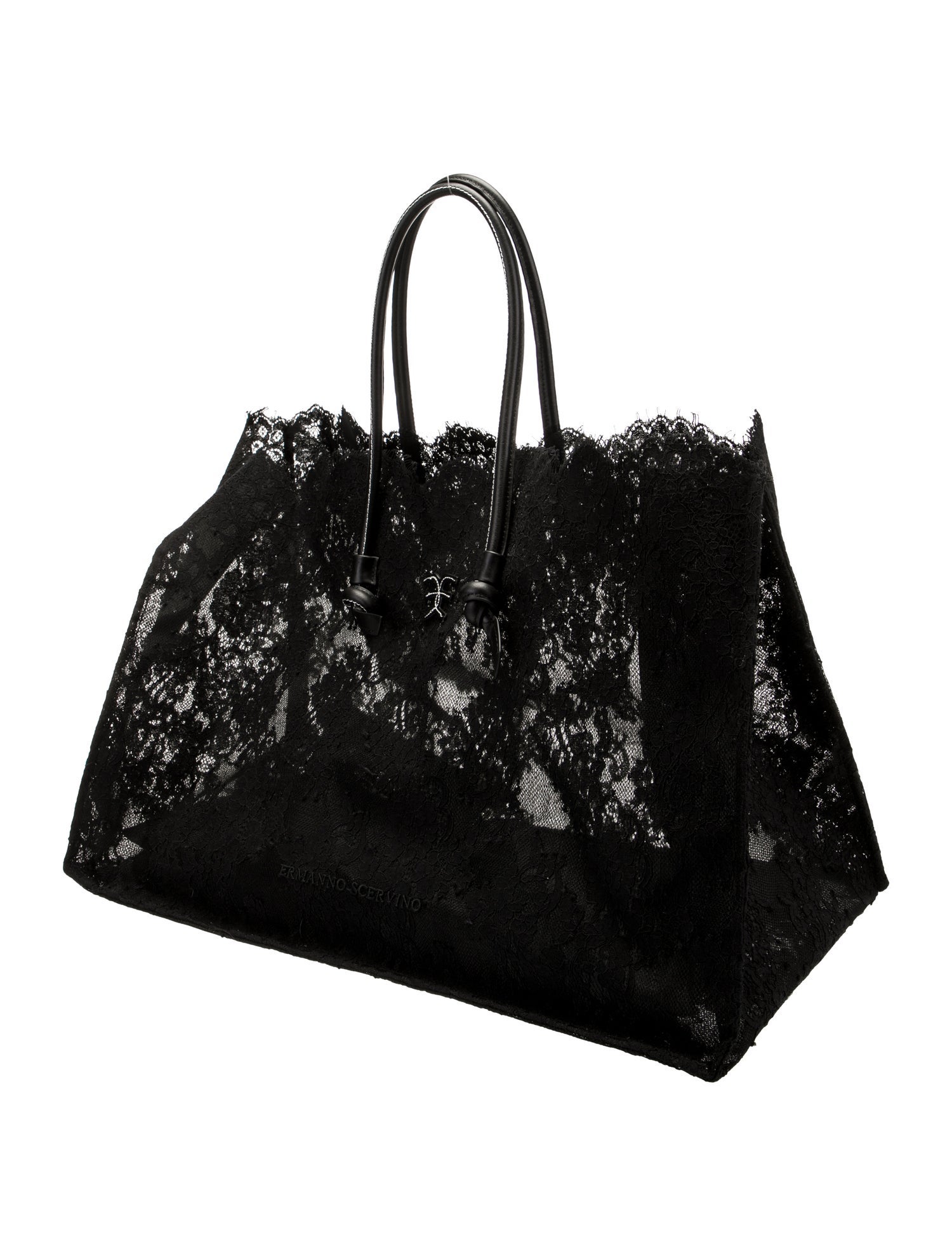 Ermanno Scervino Lace Leather Trimmed Duffle Bag w/Tags