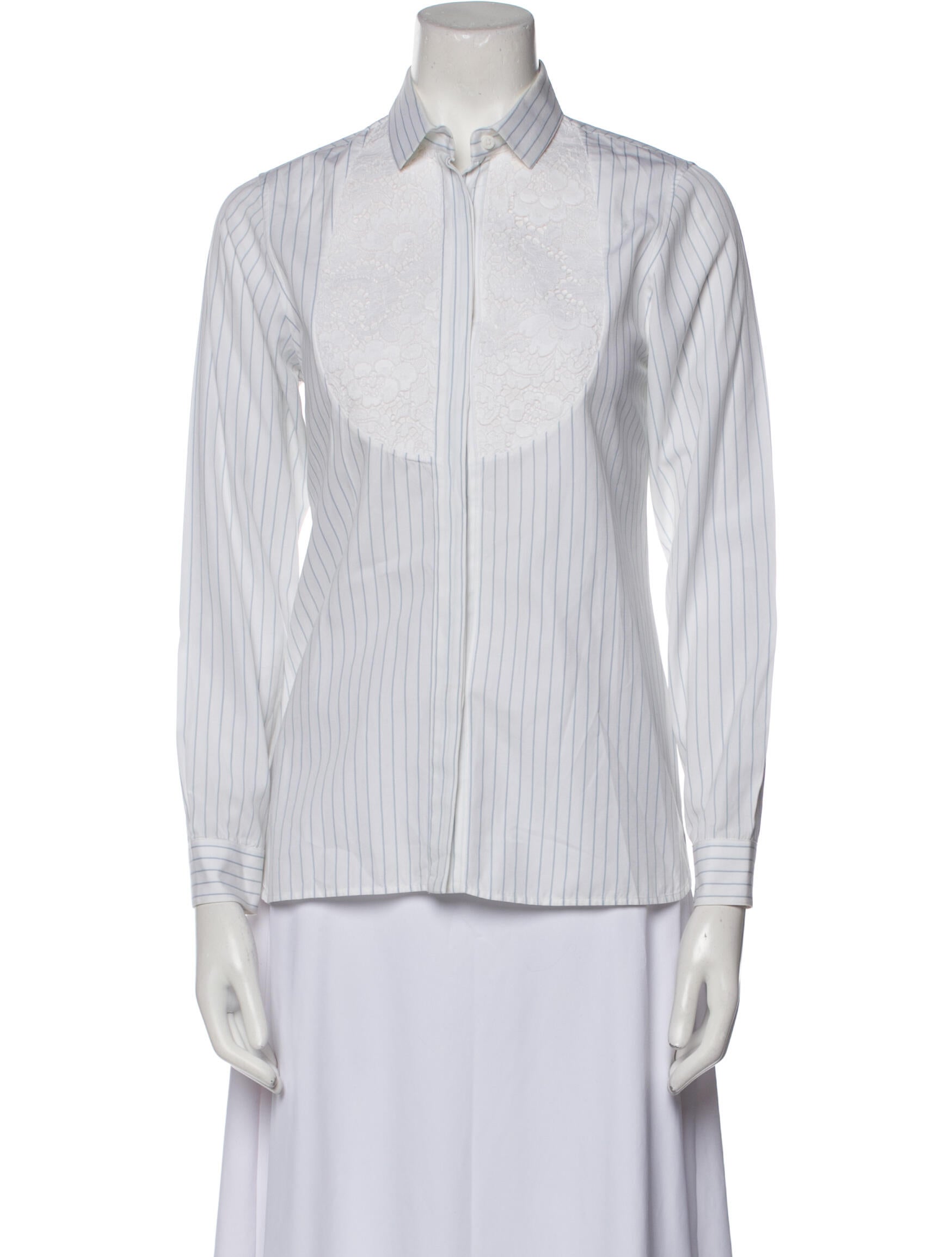 Ermanno Scervino Striped Three-Quarter Sleeve Button-Up Top