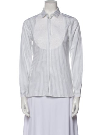 Ermanno Scervino Striped Three-Quarter Sleeve Button-Up Top