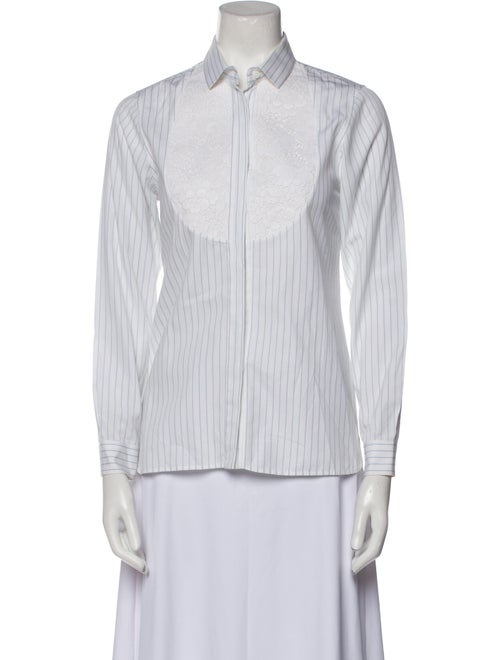 Ermanno Scervino Striped Three-Quarter Sleeve Button-Up Top