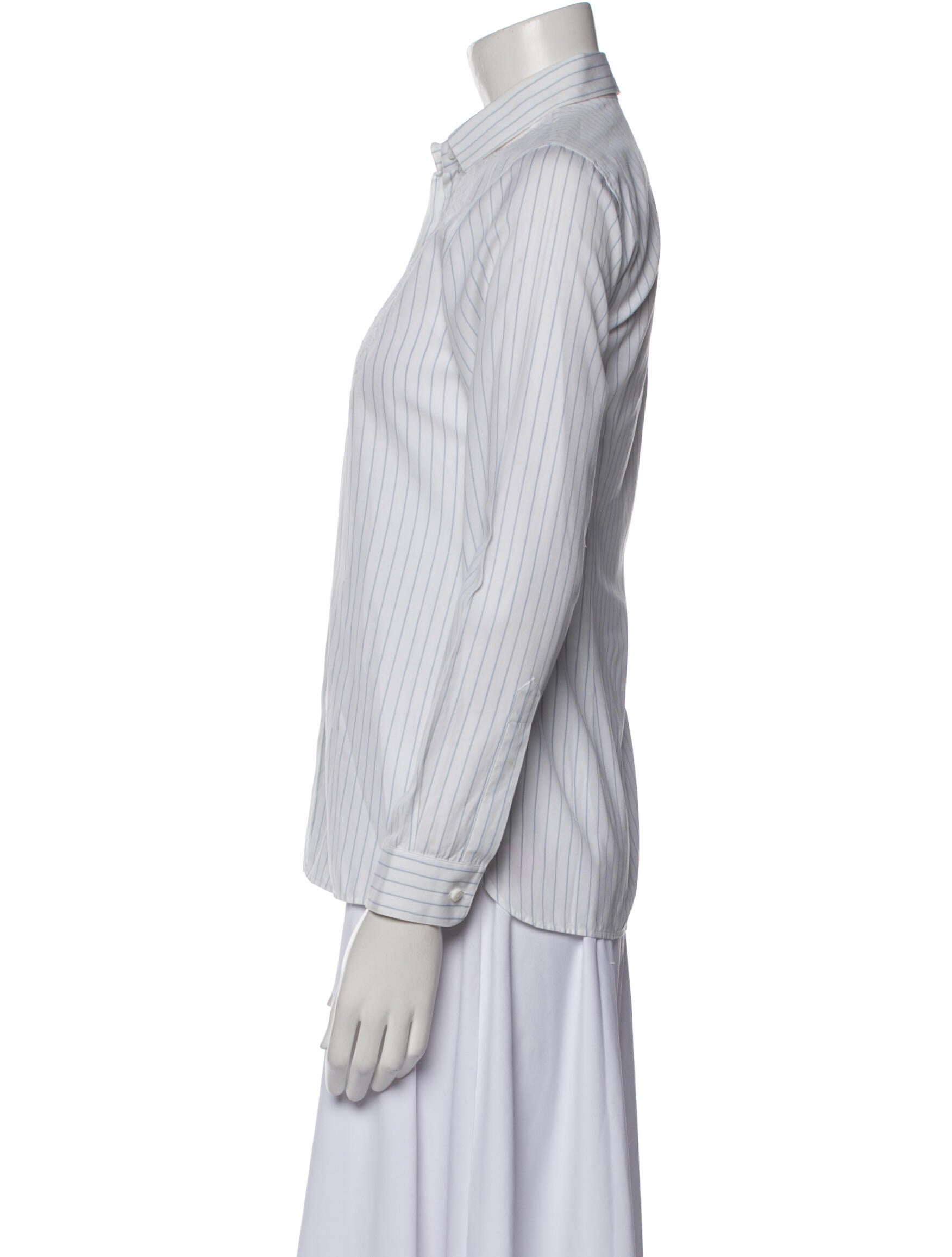 Ermanno Scervino Striped Three-Quarter Sleeve Button-Up Top