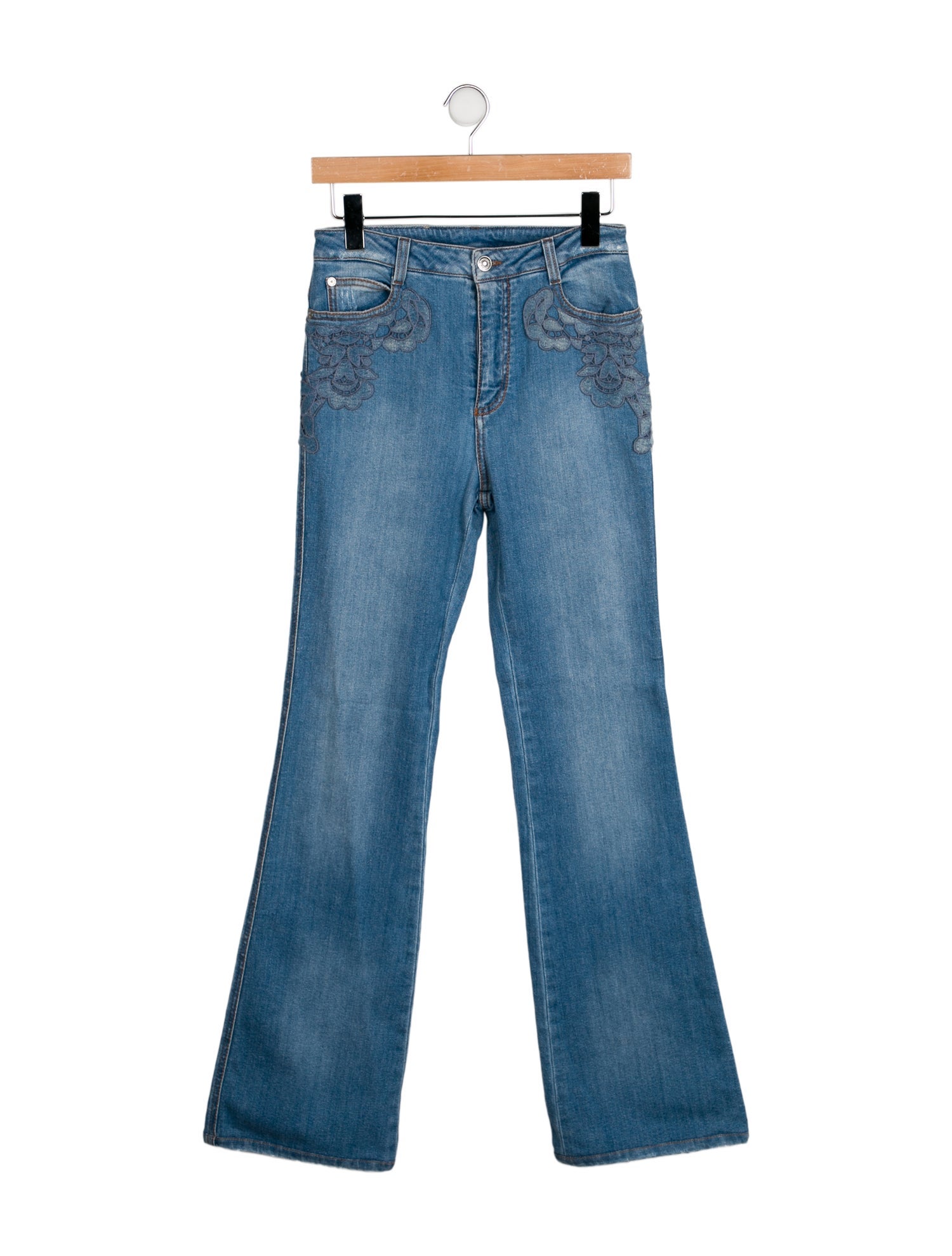 デニム・ジーパン Ermanno Scervino High-Waisted Wide-Leg Jeans With Worn Wash Ermanno Scervino High-Waisted Wide-Leg Jeans With Worn Wash