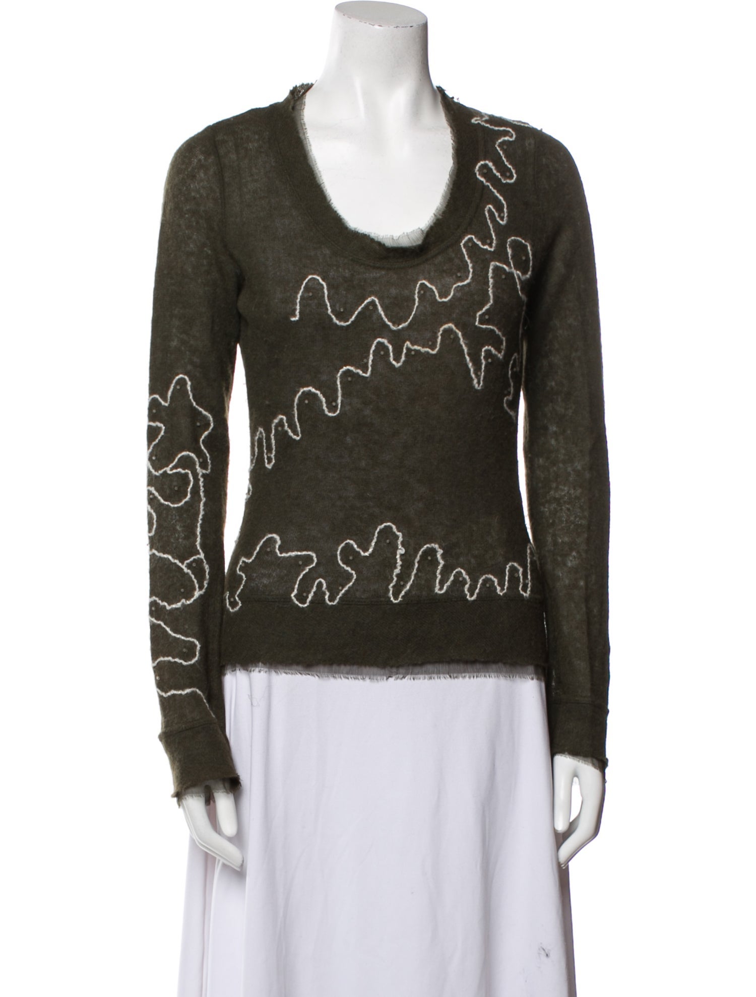 Ermanno Scervino Printed Scoop Neck Sweater