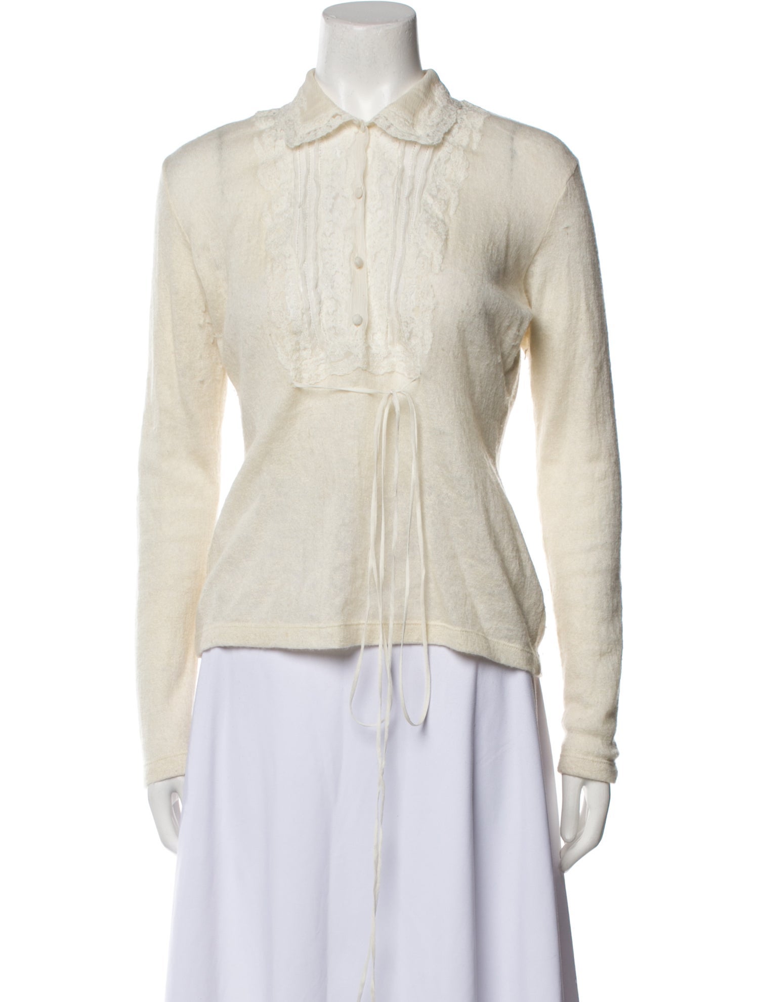 Ermanno Scervino Wool Long Sleeve Button-Up Top