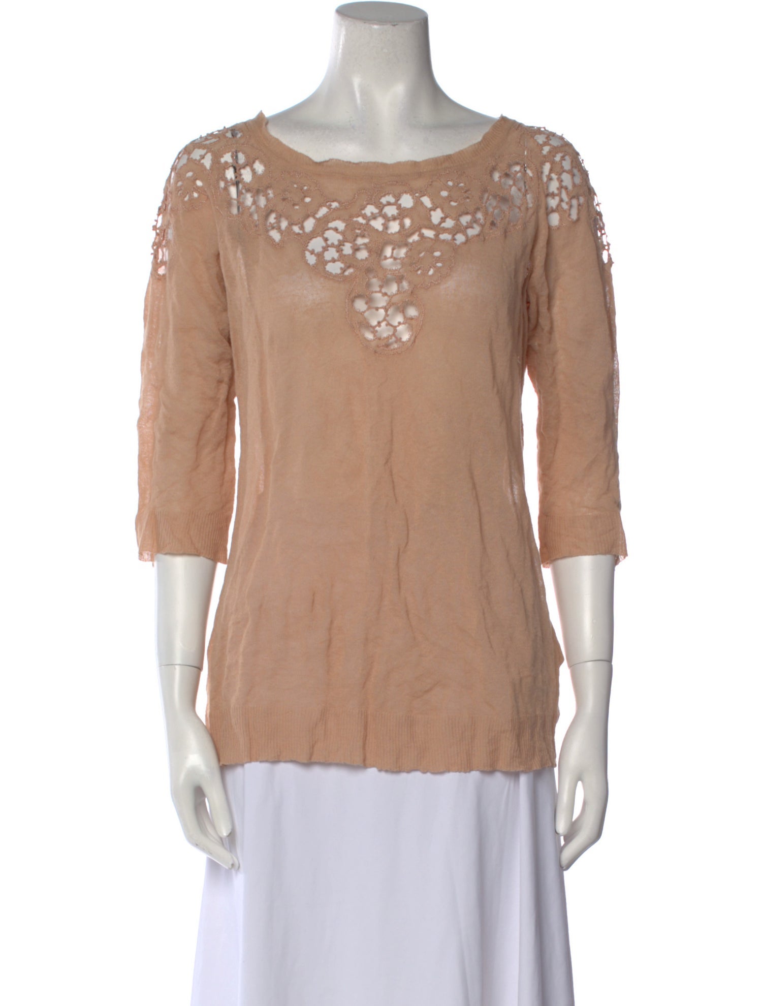 Ermanno Scervino Bateau Neckline Three-Quarter Sleeve Blouse