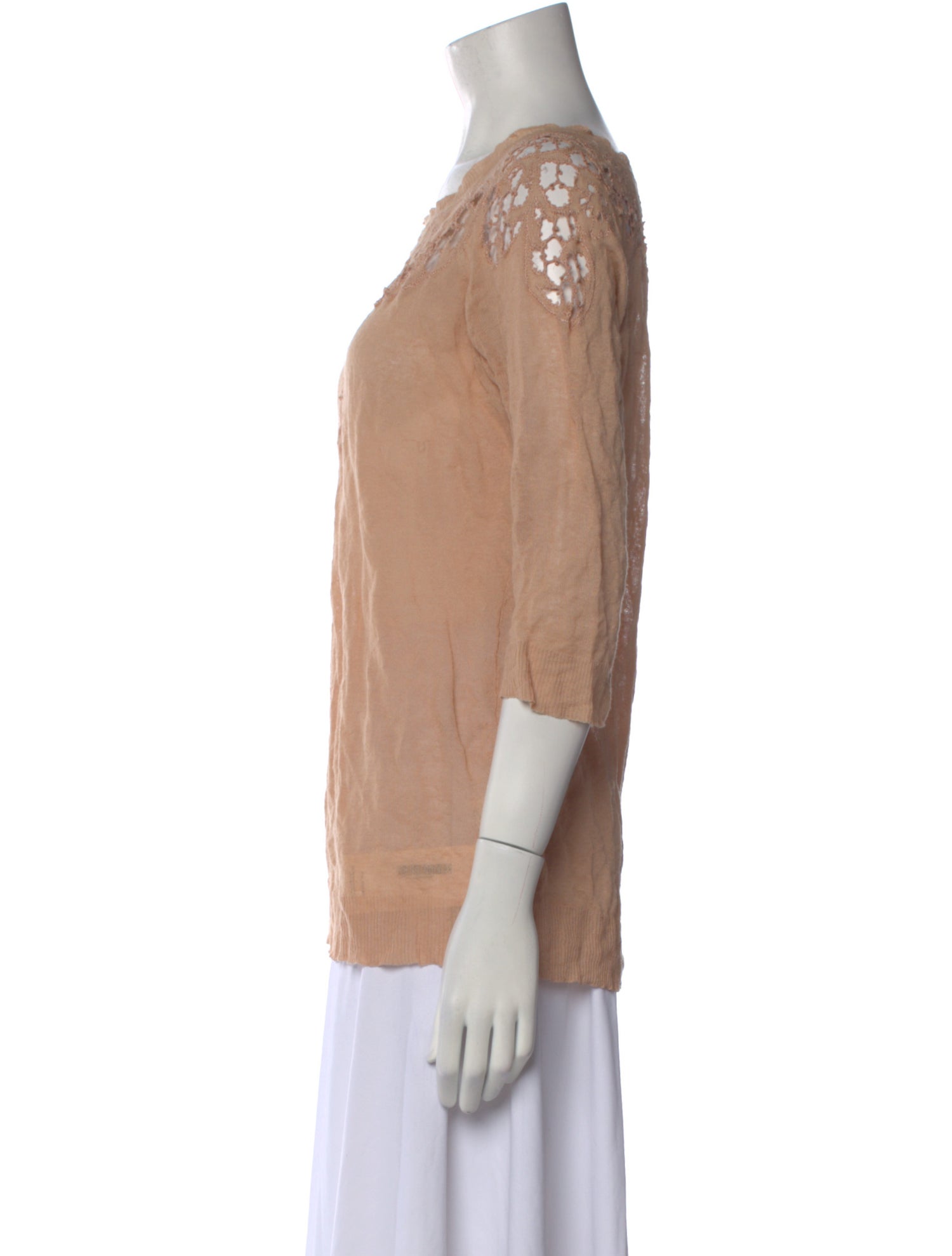 Ermanno Scervino Bateau Neckline Three-Quarter Sleeve Blouse