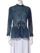 Ermanno Scervino Lace Pattern Mock Neck Button-Up Top