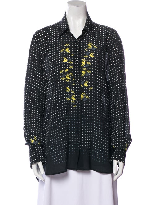 Ermanno Scervino Silk Polka Dot Print Button-Up Top
