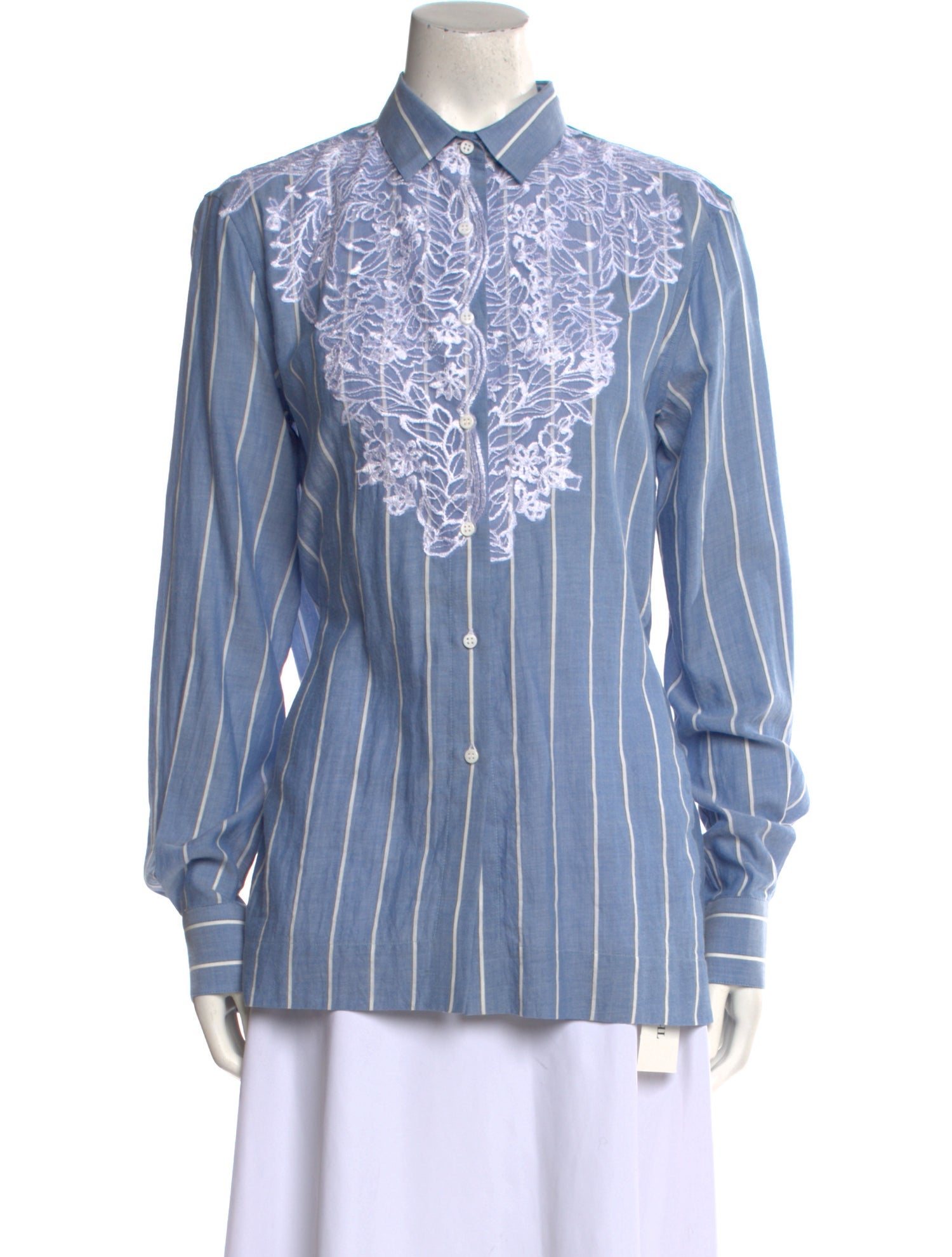 Ermanno Scervino Striped Long Sleeve Button-Up Top