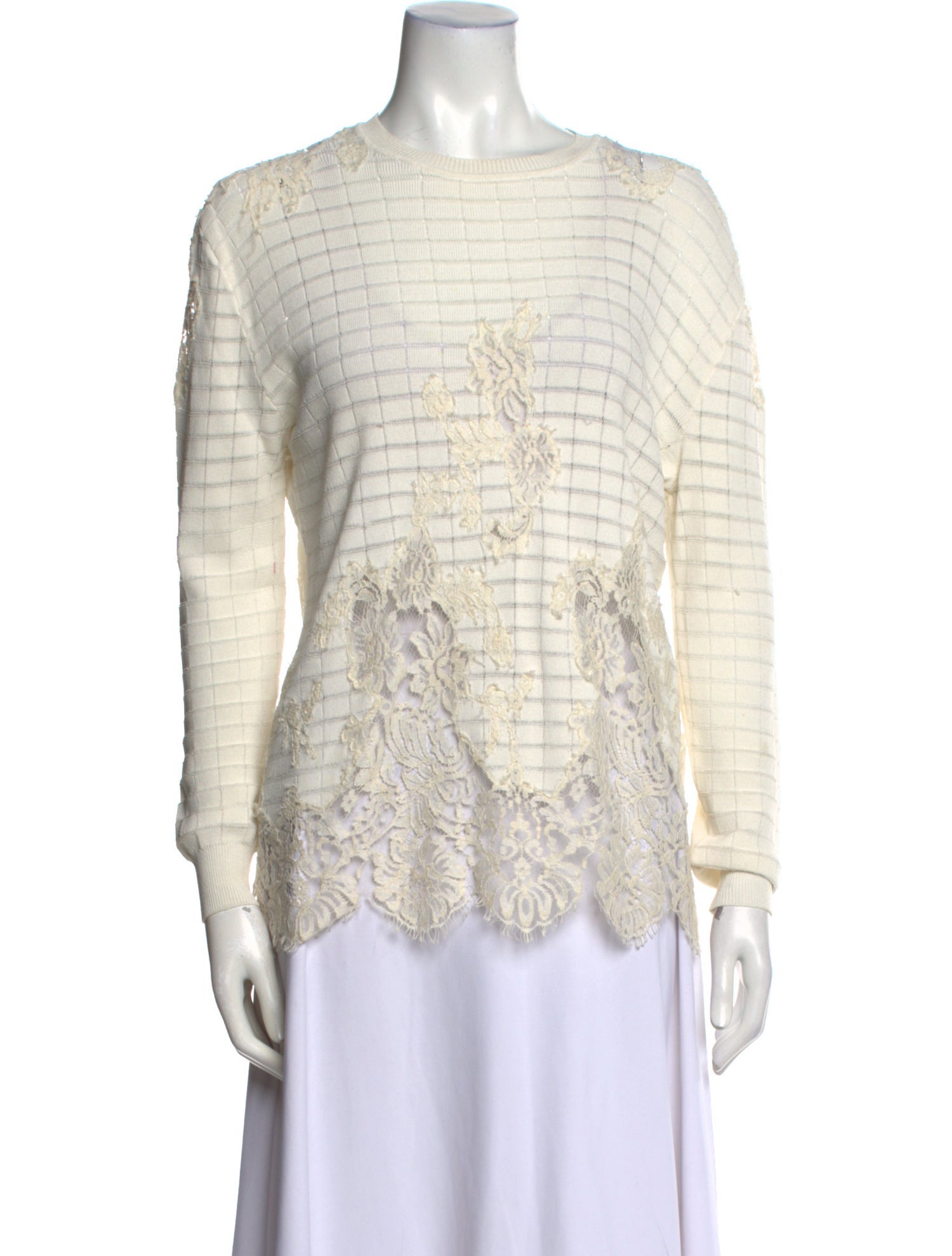 Ermanno Scervino Lace Pattern Crew Neck Top