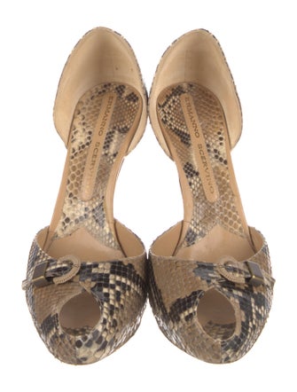 Ermanno Scervino Python Animal Print D'Orsay Pumps