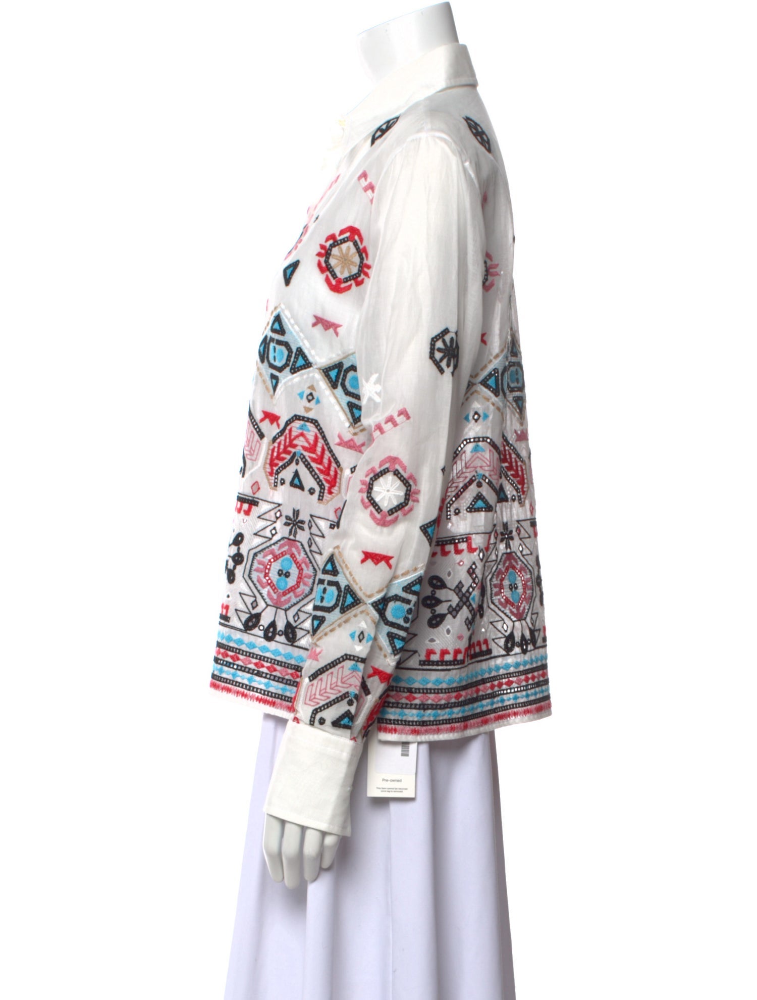 Ermanno Scervino Printed Long Sleeve Button-Up Top