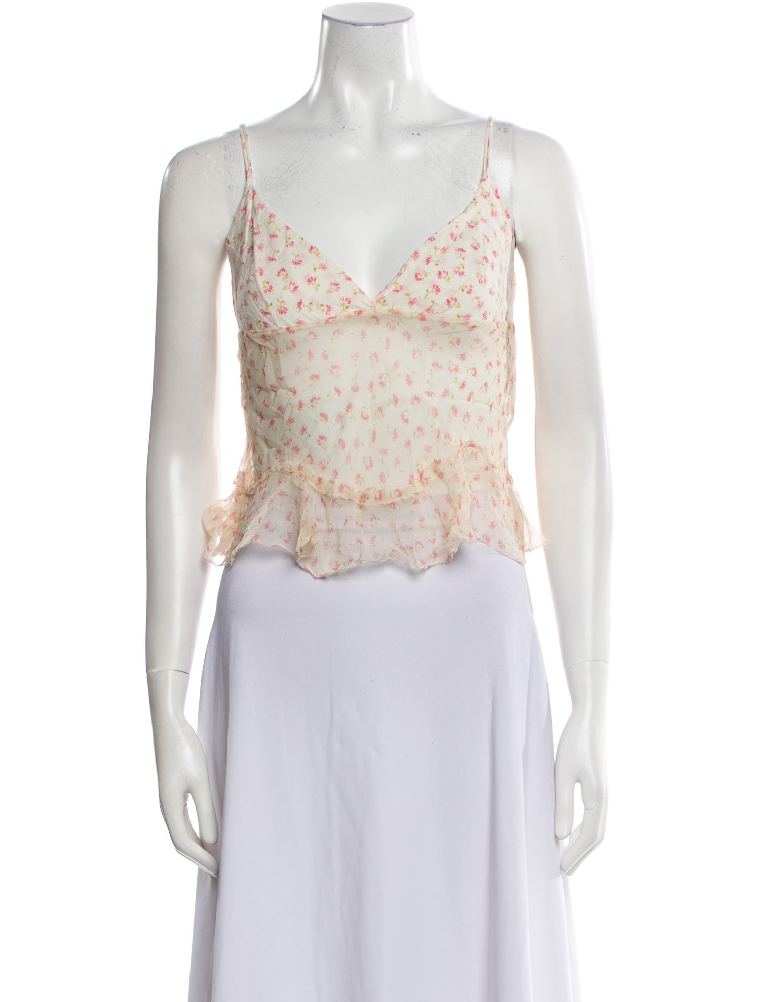 Ermanno Scervino Floral Print V-Neck Crop Top