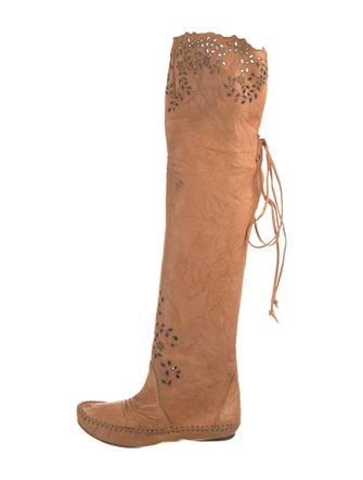 Ermanno Scervino Leather Lasercut Accents Boots
