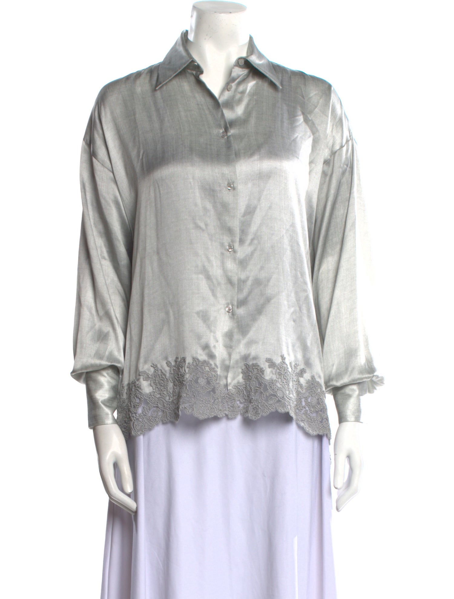 Ermanno Scervino Silk Long Sleeve Button-Up Top