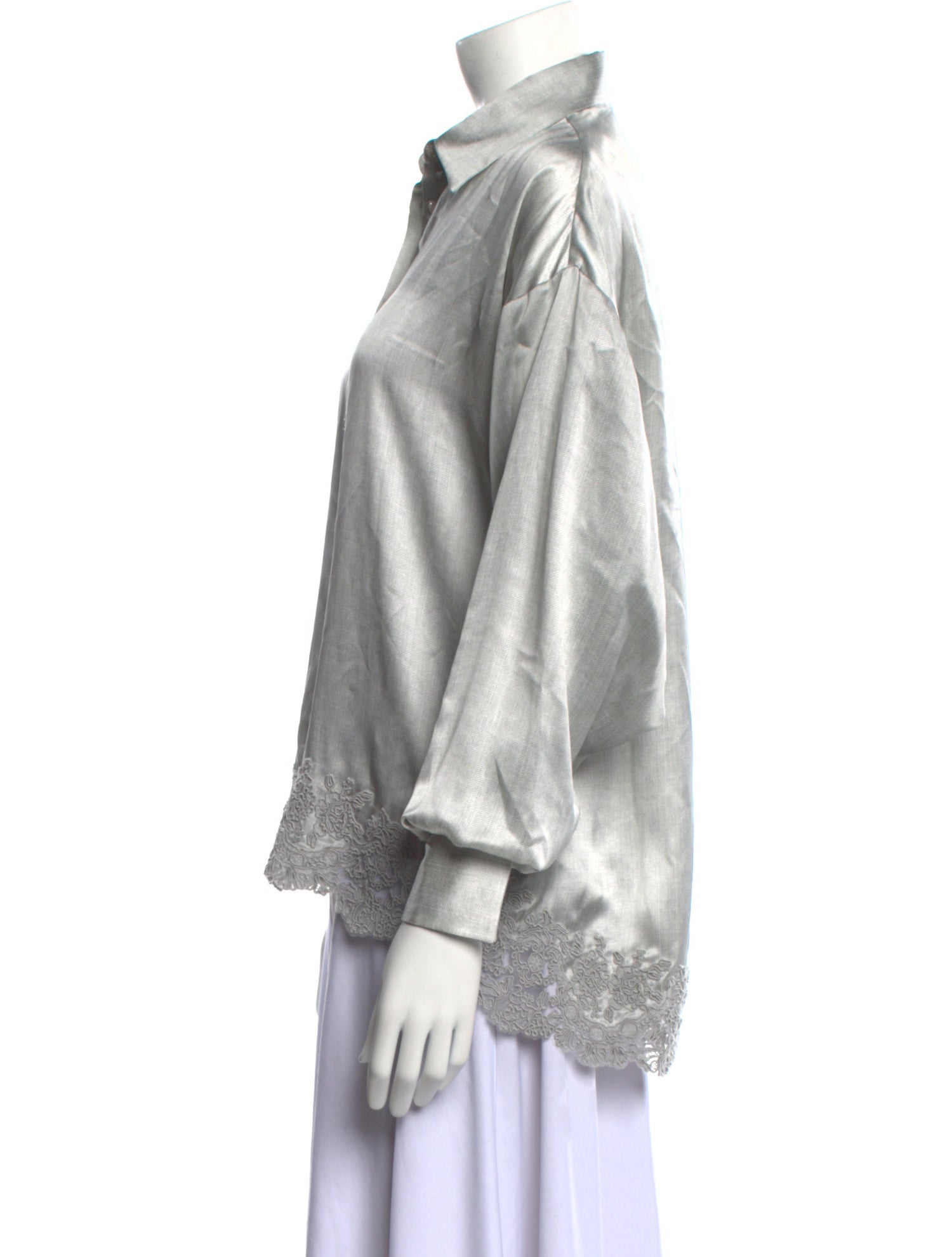 Ermanno Scervino Silk Long Sleeve Button-Up Top