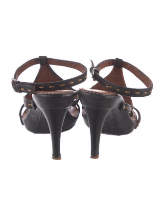 Ermanno Scervino Leather Sequin Embellishments T-Strap Sandals