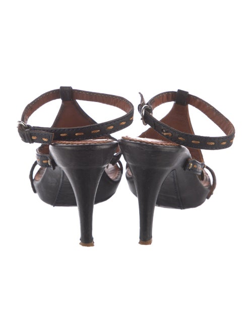 Ermanno Scervino Leather Sequin Embellishments T-Strap Sandals