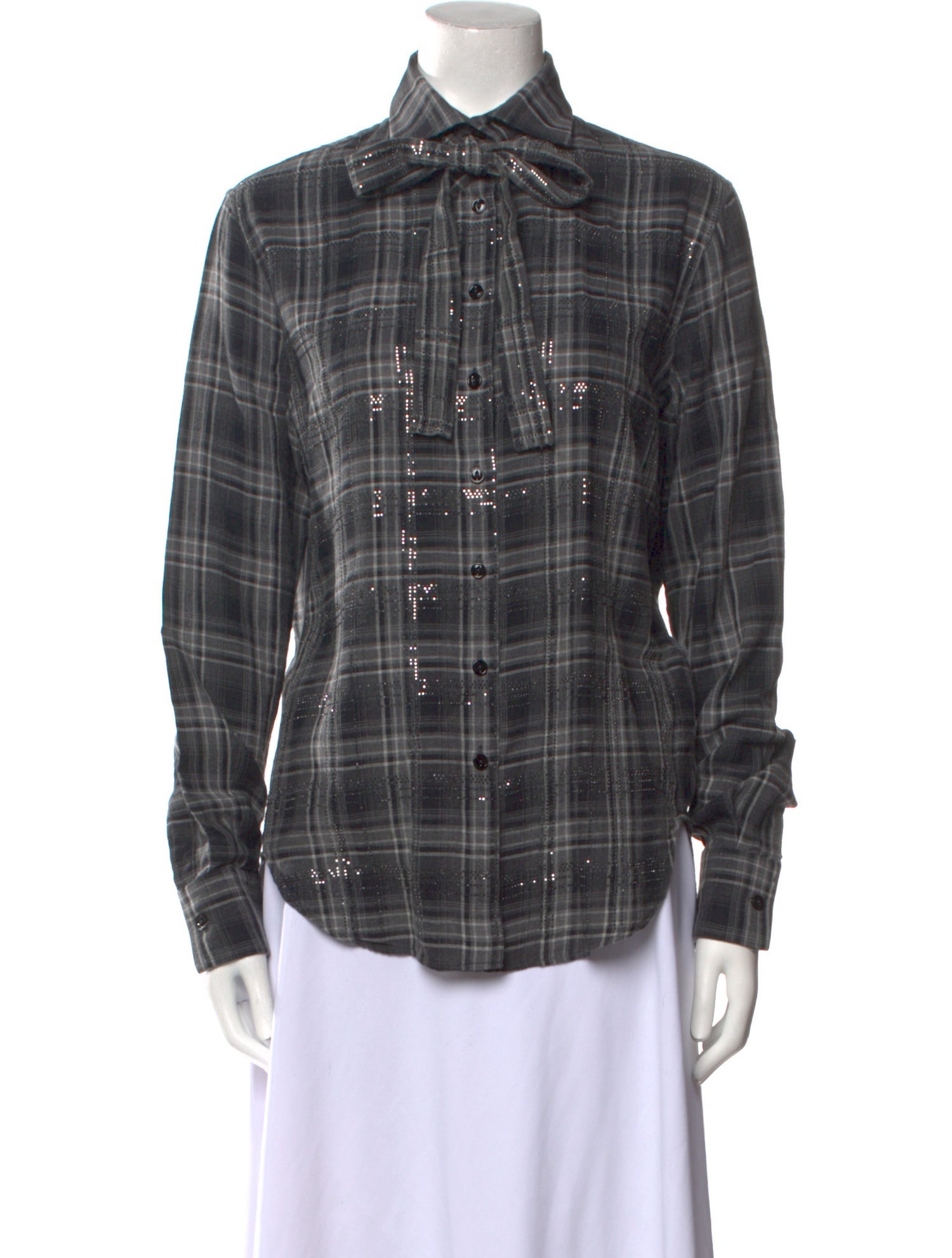 Ermanno Scervino Plaid Print Long Sleeve Button-Up Top