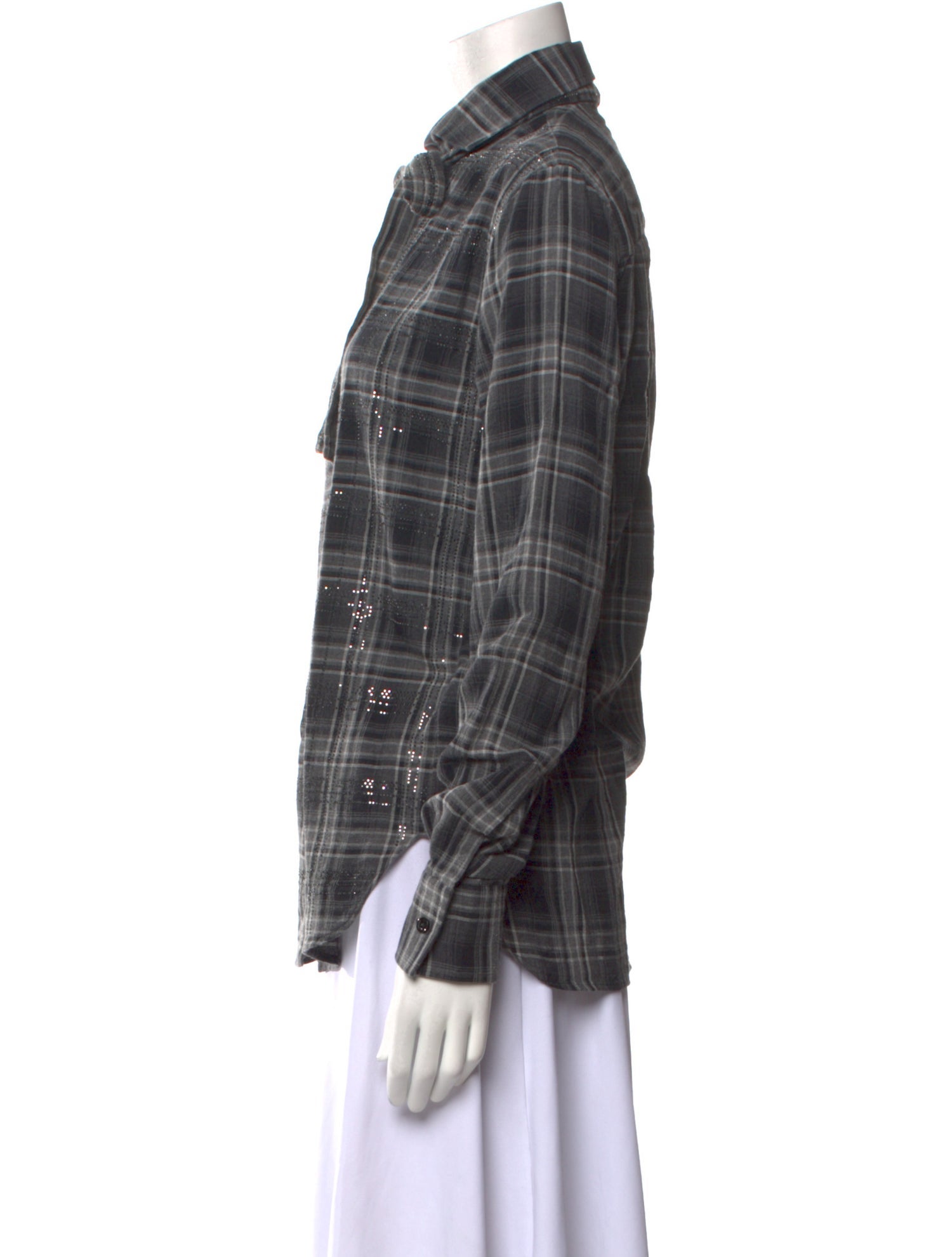 Ermanno Scervino Plaid Print Long Sleeve Button-Up Top