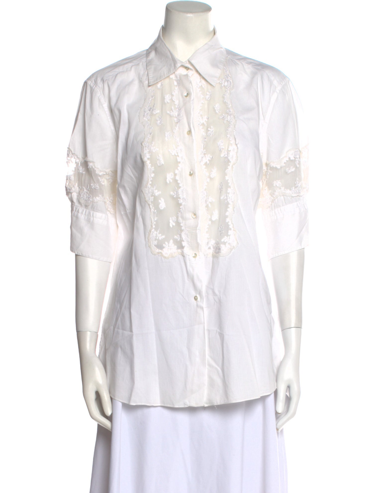 Ermanno Scervino Three-Quarter Sleeve Button-Up Top
