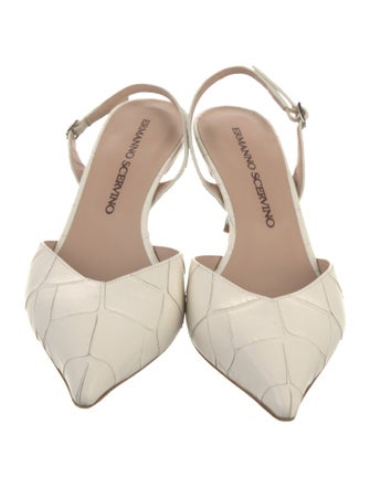 Ermanno Scervino Embossed Leather Slingback Pumps