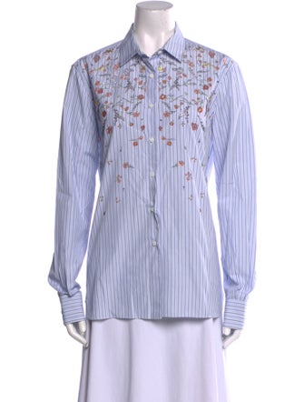 Ermanno Scervino Striped Long Sleeve Button-Up Top