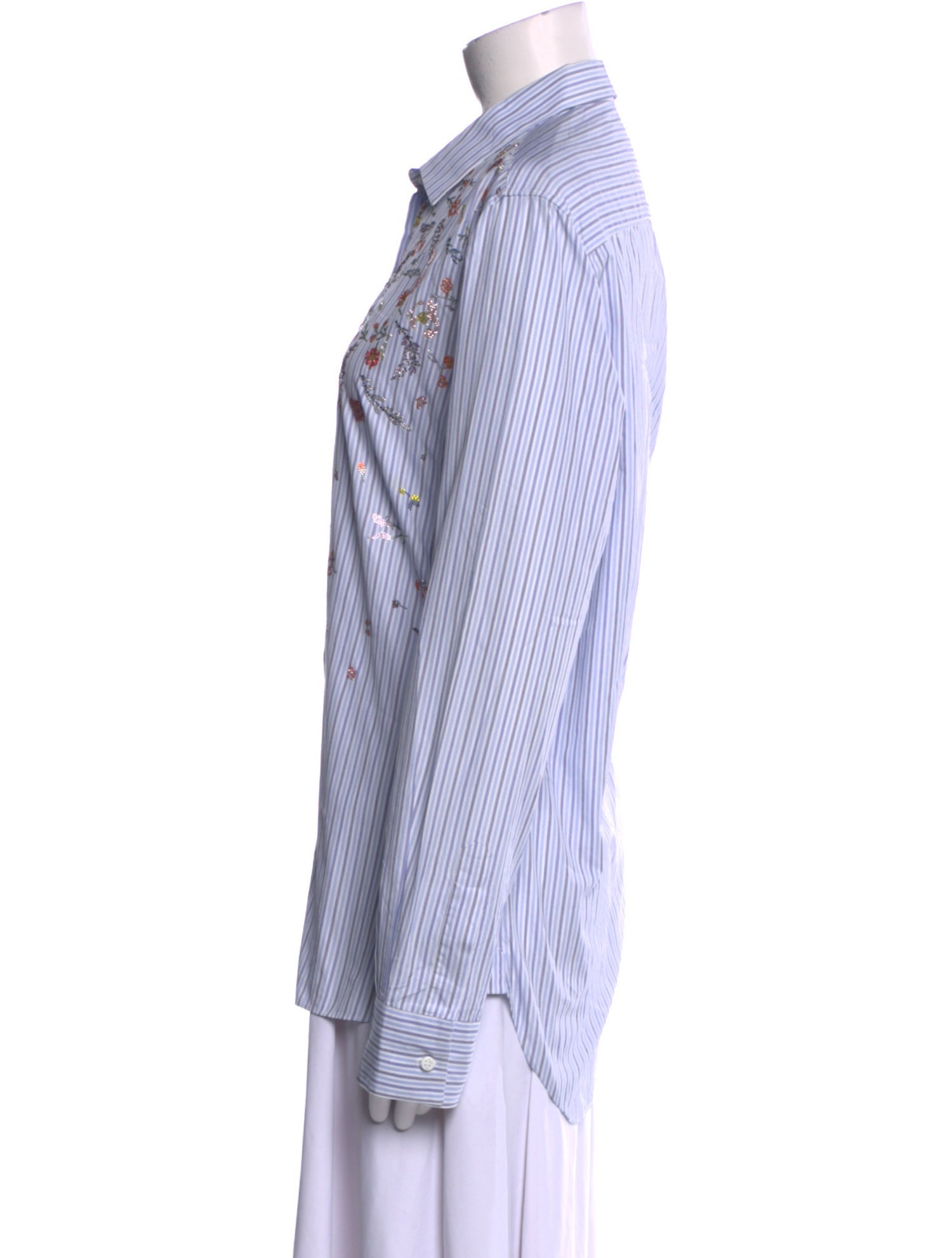 Ermanno Scervino Striped Long Sleeve Button-Up Top